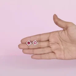 Silver Love Cube Studs