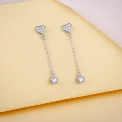 Silver Love Drip Dangler Earrings