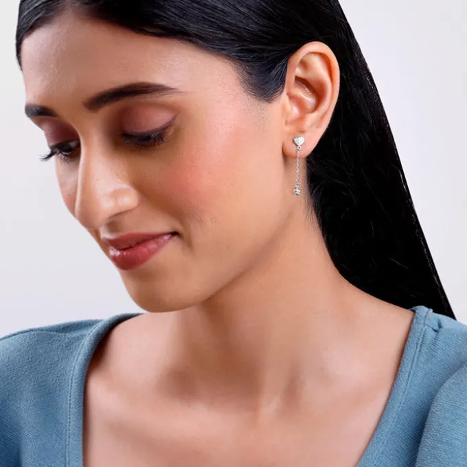 Silver Love Drip Dangler Earrings