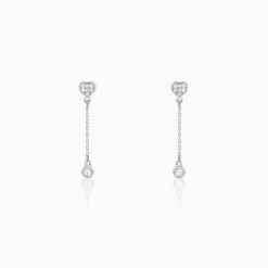 Silver Love Drip Dangler Earrings