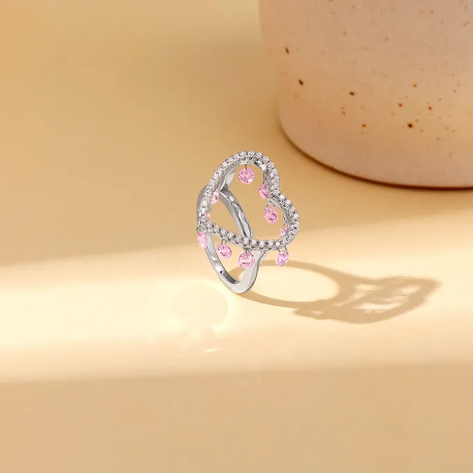 Silver Love In Charm Ring