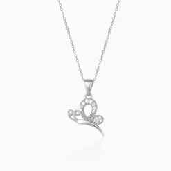 Silver Love Like A Butterfly Pendant With Link Chain