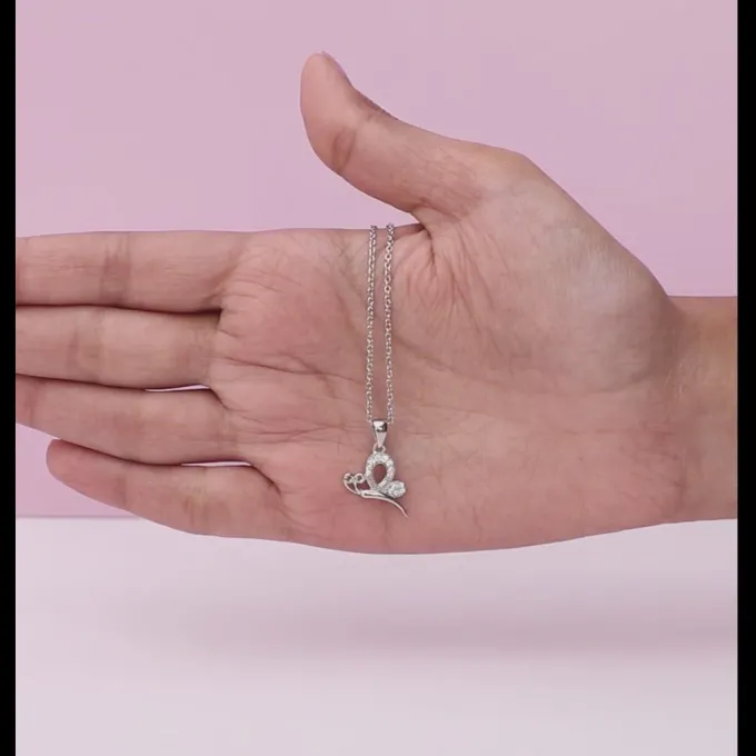 Silver Love Like A Butterfly Pendant With Link Chain
