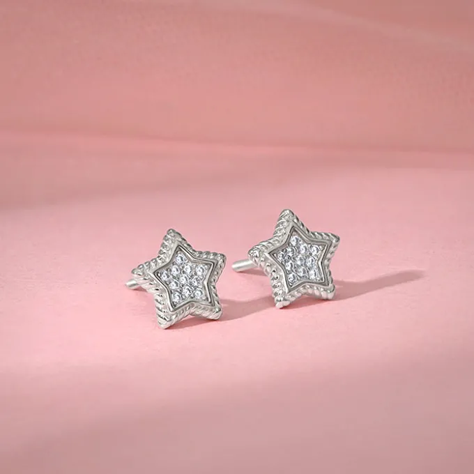 Silver Love The Star Studs