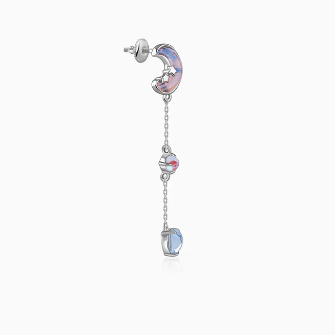 Silver Lunar Love Moonstone Drop Earrings