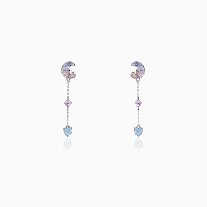 Silver Lunar Love Moonstone Drop Earrings