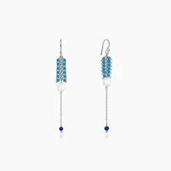 Silver Lupe Pearl Dangler Earrings