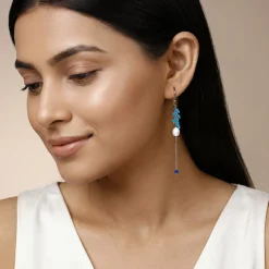 Silver Lupe Pearl Dangler Earrings