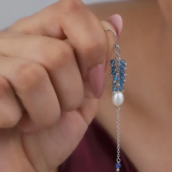 Silver Lupe Pearl Dangler Earrings