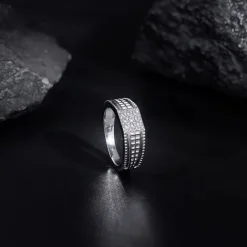 Silver Lustrous Square Ring For Him