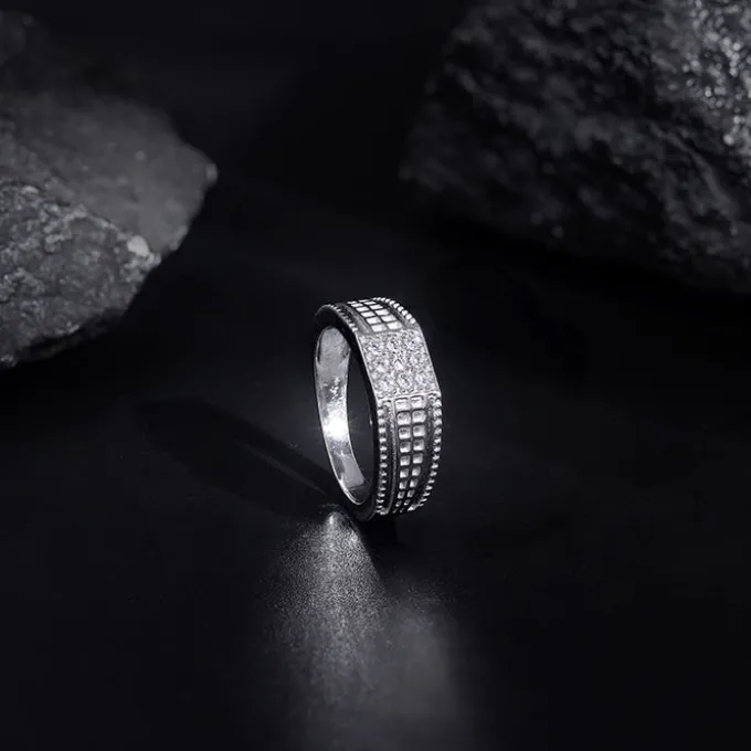 Silver Lustrous Square Ring For Him