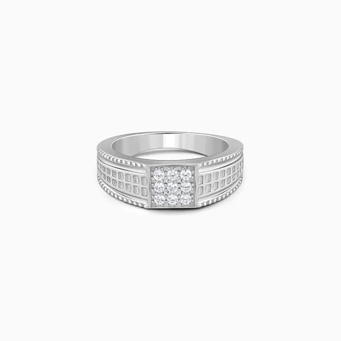 Silver Lustrous Square Ring For Him