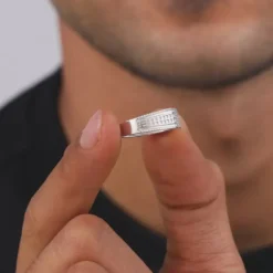 Silver Lustrous Square Ring For Him