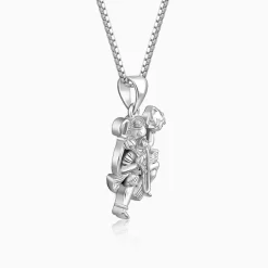 Silver Mahabali Hanuman Pendant with Box Chain For Him