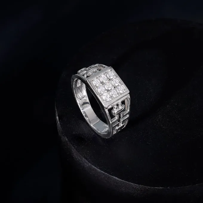 Silver Matrix Cross Ring For Him
