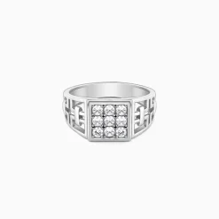 Silver Matrix Cross Ring For Him