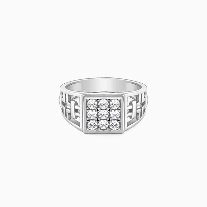 Silver Matrix Cross Ring For Him