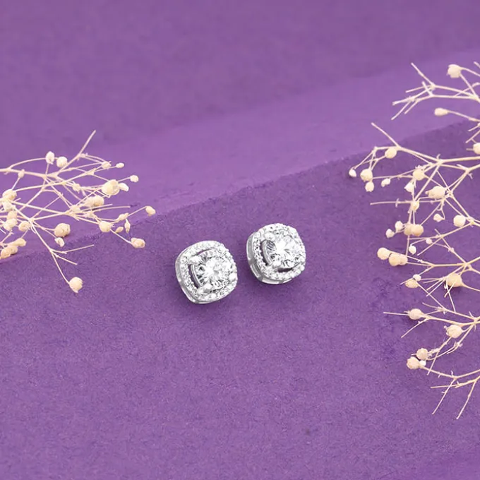 Silver Memorable Zircon Earrings
