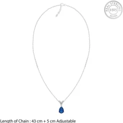 Silver Midnight Blue Pendant With Link Chain
