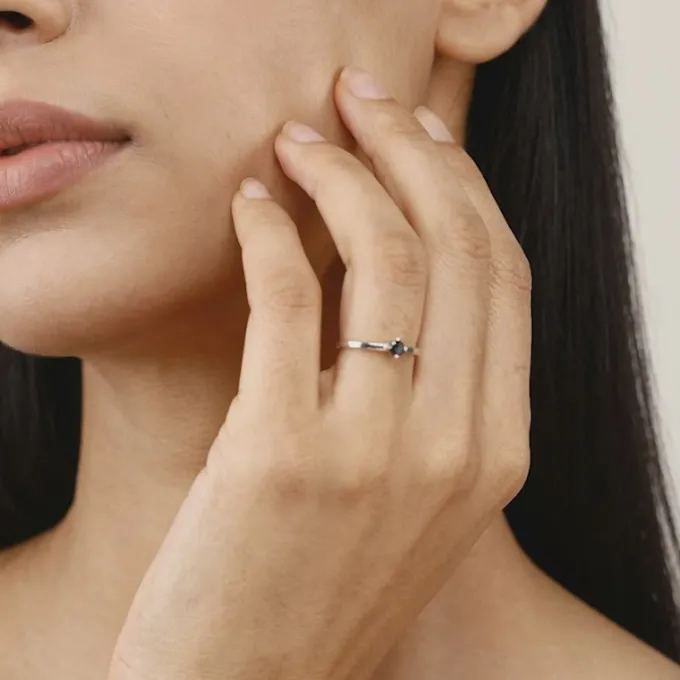 Silver Midnight Crown Ring