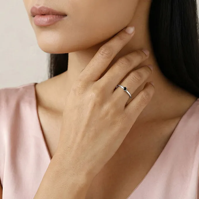 Silver Midnight Crown Ring