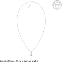 Silver Mini Solitaire Pendant with Link Chain