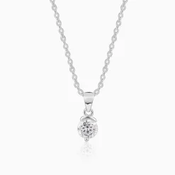 Silver Mini Solitaire Pendant with Link Chain