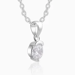 Silver Mini Solitaire Pendant with Link Chain