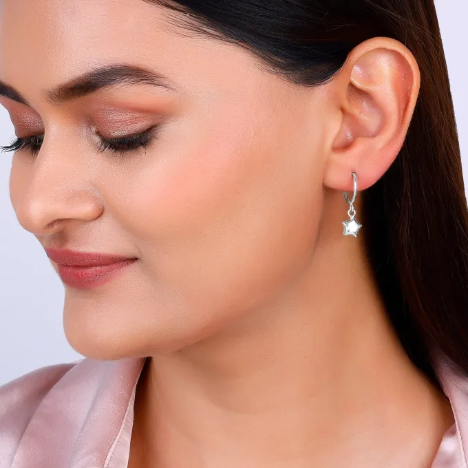 Silver Mini Star Hoop Earrings
