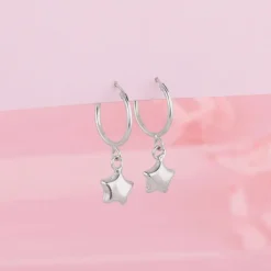 Silver Mini Star Hoop Earrings
