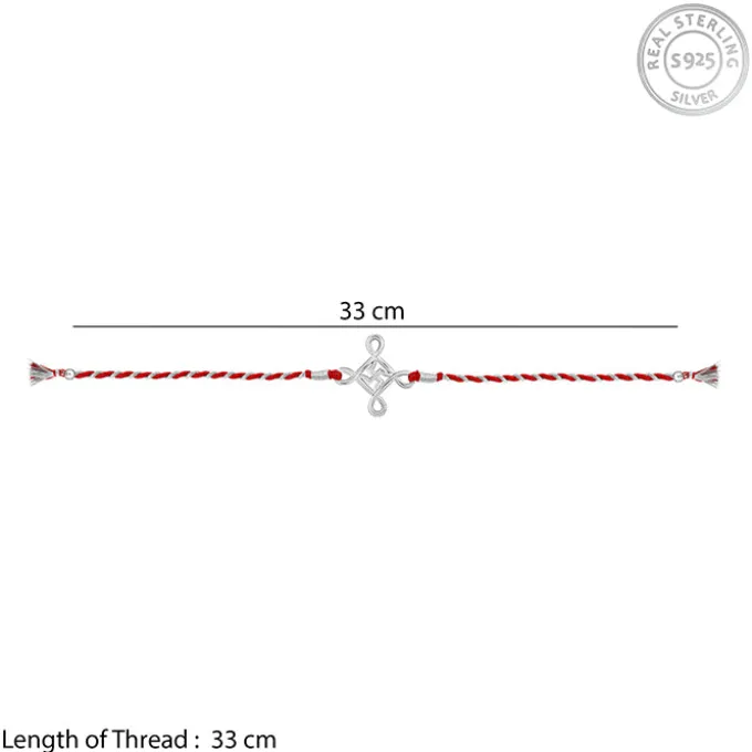 Silver Minimal Swastika Rakhi