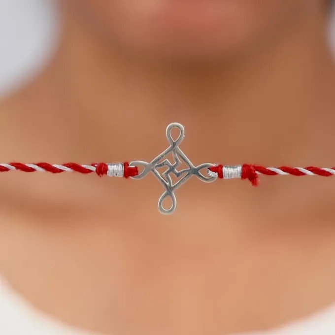 Silver Minimal Swastika Rakhi