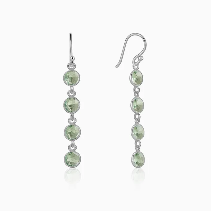Silver Mint Drop Dangler Earrings