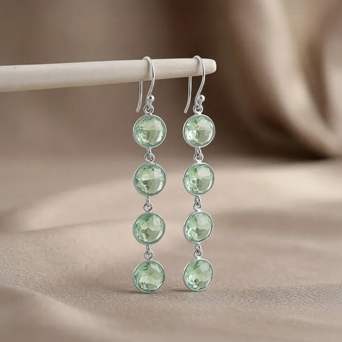 Silver Mint Drop Dangler Earrings