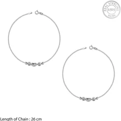 Silver Mixed Bead Chain Anklet