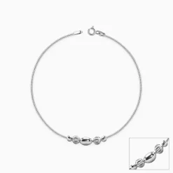 Silver Mixed Bead Chain Anklet
