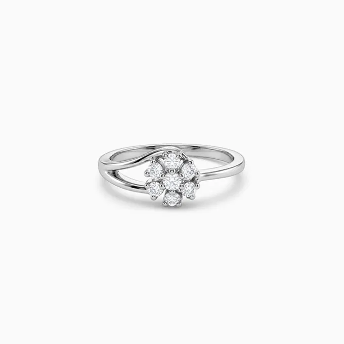 Silver Modern Floral Ring (Size 12)