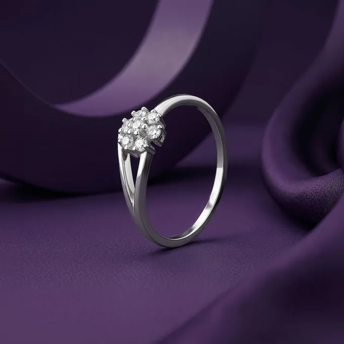 Silver Modern Floral Ring (Size 12)