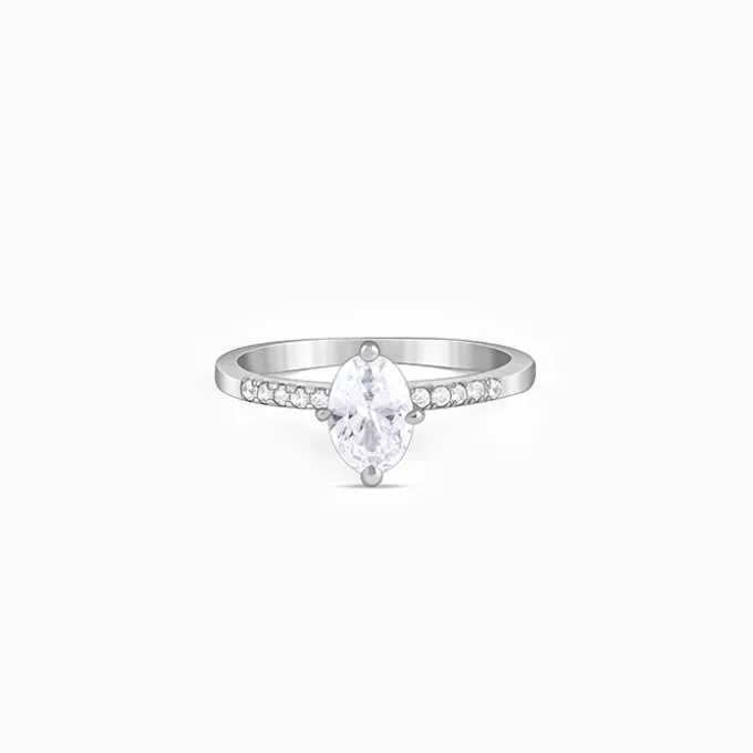 Silver Moonlit Marquise Ring