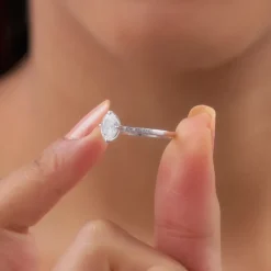 Silver Moonlit Marquise Ring