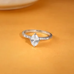 Silver Moonlit Marquise Ring