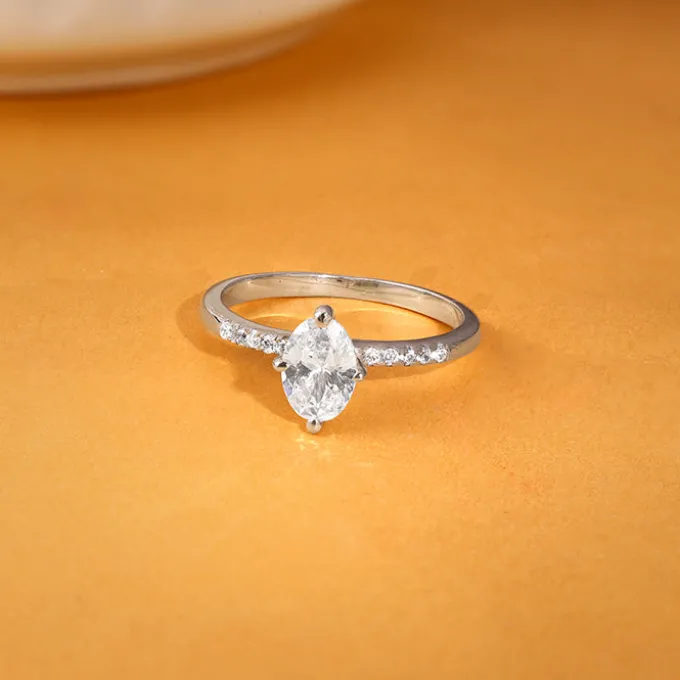Silver Moonlit Marquise Ring
