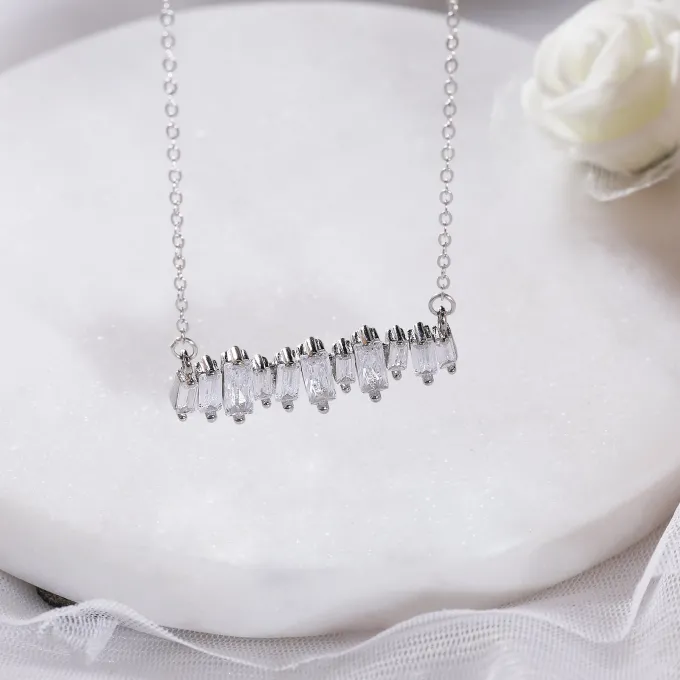 Silver Multi-Baguette Necklace