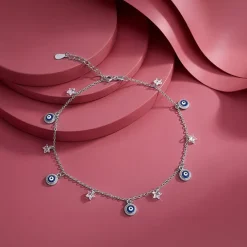 Silver Mystic Evil Eye Anklet