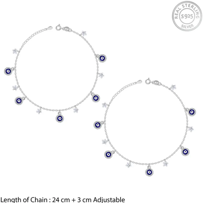 Silver Mystic Evil Eye Anklet