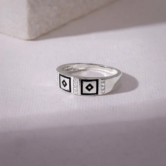 Silver Mystic Geometry Ring For Him