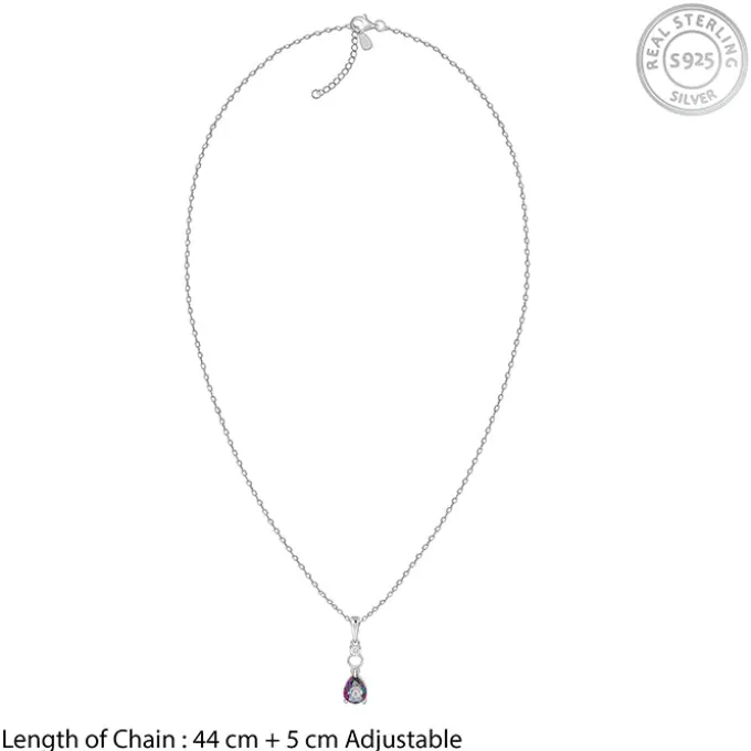 Silver Mystic Topaz Pendant With Link Chain