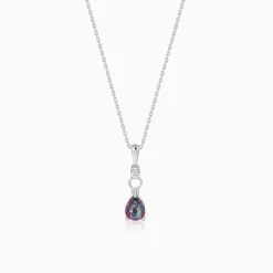 Silver Mystic Topaz Pendant With Link Chain