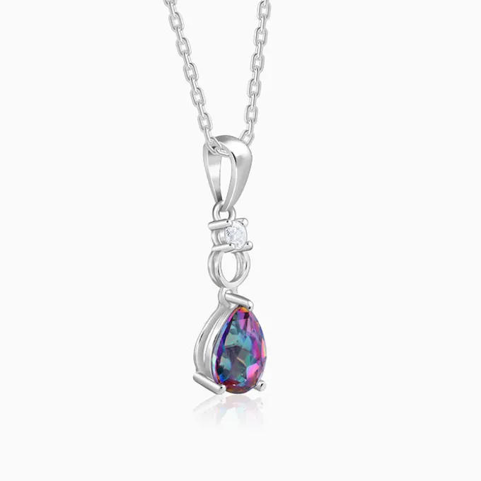 Silver Mystic Topaz Pendant With Link Chain