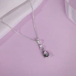Silver Mystic Topaz Pendant With Link Chain